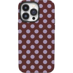 Casely iPhone 14 Pro Max Case | The Boyfriend Collection | Mallard & Co. | Bold Protective Design | Compatible with MagSafe(Spotted in SoHo | Burgundy Polka Dot)