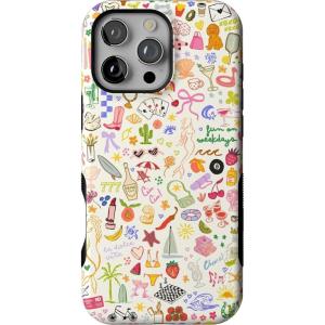 Casely iPhone 16 Pro Max Case | Bordeaux Rose | Moody Monochrome | Bold Protective Design | Compatible with MagSafe(All the Fun Things | Fun on Weekdays)