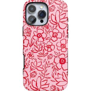 Casely iPhone 16 Pro Max Case | Bordeaux Rose | Moody Monochrome | Bold Protective Design | Compatible with MagSafe(Blush Garden | Floral Doodle)