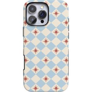 Casely iPhone 16 Pro Max Case | Bordeaux Rose | Moody Monochrome | Bold Protective Design | Compatible with MagSafe(Chelsea Checker | Starlight Tiles)