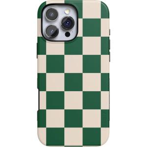 Casely iPhone 16 Pro Max Case | Bordeaux Rose | Moody Monochrome | Bold Protective Design | Compatible with MagSafe(Fit Check | Green Checkerboard)