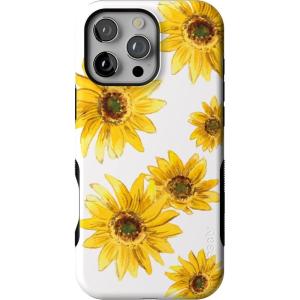 Casely iPhone 16 Pro Max Case | Bordeaux Rose | Moody Monochrome | Bold Protective Design | Compatible with MagSafe(Golden Garden | Yellow Sunflower Floral)