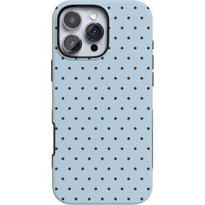 Casely iPhone 16 Pro Max Case | Bordeaux Rose | Moody Monochrome | Bold Protective Design | Compatible with MagSafe(On the Dot | Blue Polka Dot)