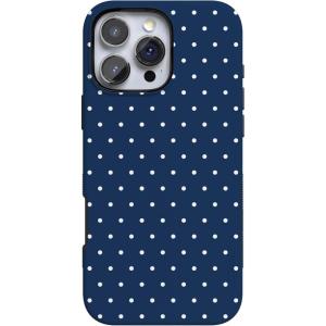 Casely iPhone 16 Pro Max Case | Bordeaux Rose | Moody Monochrome | Bold Protective Design | Compatible with MagSafe(On the Dot | Navy Polka Dot)