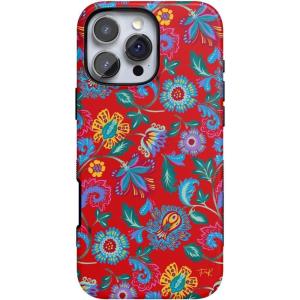Casely iPhone 16 Pro Max Case | Bordeaux Rose | Moody Monochrome | Bold Protective Design | Compatible with MagSafe(Painted Flowers | Frida Kahlo Floral)