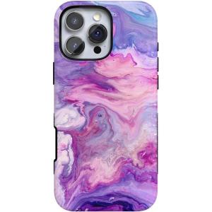 Casely iPhone 16 Pro Max Case | Bordeaux Rose | Moody Monochrome | Bold Protective Design | Compatible with MagSafe(Tie Dying Over You | Purple Marble)
