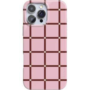 Casely iPhone 16 Pro Max Case | Into The Wild | White Snow Leopard | Compatible with MagSafe | Classic Ultra Thin Design(Uptown Gridlock | Pink Checkerboard)