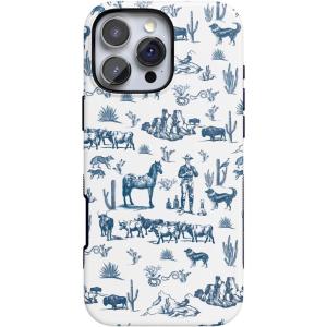 Casely iPhone 16 Pro Max Case | Rustic Roses | Boho Bouquet | Bold Protective Design | Compatible with MagSafe(Blue Desert | Wild West Adventure)