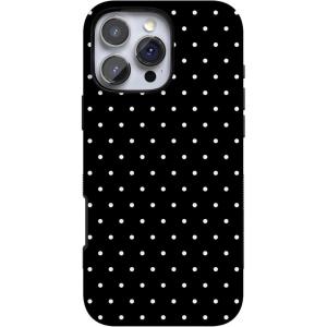 Casely iPhone 16 Pro Max Case | Rustic Roses | Boho Bouquet | Bold Protective Design | Compatible with MagSafe(On the Dot | Black Polka Dot)