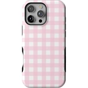Casely iPhone 16 Pro Max Case | Rustic Roses | Boho Bouquet | Bold Protective Design | Compatible with MagSafe(Pink Plaid | Sunday Best)