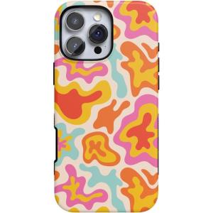 Casely iPhone 16 Pro Max Case | Rustic Roses | Boho Bouquet | Bold Protective Design | Compatible with MagSafe(Tropical Color Splash | Abstract Retro)