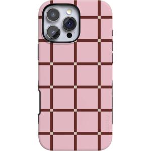 Casely iPhone 16 Pro Max Case | Rustic Roses | Boho Bouquet | Bold Protective Design | Compatible with MagSafe(Uptown Gridlock | Pink Checkerboard)
