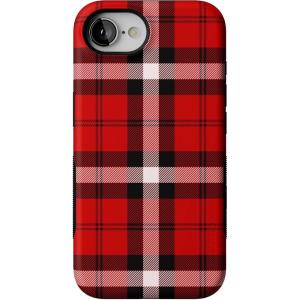 Casely iPhone 16e Case | Love Me Knot | Blue Bow | Bold Protective Design | Compatible with MagSafe(As if! | Red Plaid)