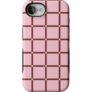 Casely iPhone 16e Case | Love Me Knot | Blue Bow | Bold Protective Design | Compatible with MagSafe(Uptown Gridlock | Pink Checkerboard)