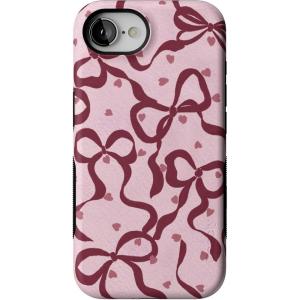 Casely iPhone 16e Case | Pretty in Pastel | Blush Stripes | Bold Protective Design | Compatible with MagSafe(Coquette Crush | Bows)