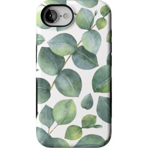 Casely iPhone 16e Case | Pretty in Pastel | Blush Stripes | Bold Protective Design | Compatible with MagSafe(Leaf Me Alone | Green Floral Print)