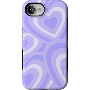 Casely iPhone 16e Case | Pretty in Pastel | Blush Stripes | Bold Protective Design | Compatible with MagSafe(Love Song | Lavender Heart)