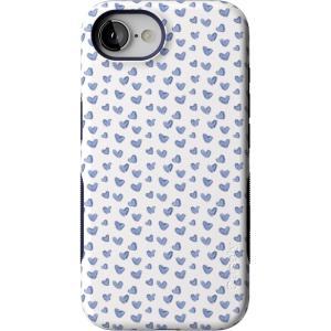Casely iPhone 16e Case | Pretty in Pastel | Blush Stripes | Bold Protective Design | Compatible with MagSafe(Lovebug | Blue Hearts)