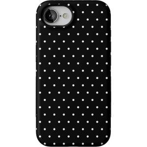 Casely iPhone 16e Case | Pretty in Pastel | Blush Stripes | Bold Protective Design | Compatible with MagSafe(On the Dot | Black Polka Dot)