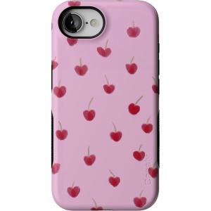 Casely iPhone 16e Case | Pretty in Pastel | Blush Stripes | Bold Protective Design | Compatible with MagSafe(Very Cherry | Painted Cherries)