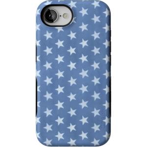 Casely iPhone 16e Case | Sunday in Brooklyn | Blue Stripes | Bold Protective Design | Compatible with MagSafe(Coastal Blues | Denim Stars)