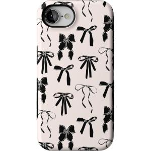 Casely iPhone 16e Case | Sunday in Brooklyn | Blue Stripes | Bold Protective Design | Compatible with MagSafe(Goth Girlie | Black Bows)