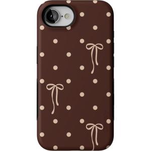 Casely iPhone 16e Case | Sunday in Brooklyn | Blue Stripes | Bold Protective Design | Compatible with MagSafe(Teddy Bows | Brown Polka Dot)