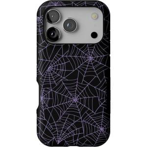Casely iPhone 17 Pro Case | Navy Cherry Blossom | Floral Forest | Bold Protective Design | MagSafe Compatible Design(Midnight Web | Spider Web)