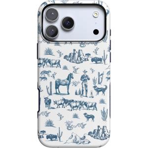 Casely iPhone 17 Pro Case | Navy Cherry Blossom | Floral Forest | Bold Protective Design | MagSafe Compatible Design(Wild West Adventure | Blue Desert)