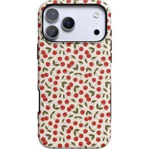 Casely iPhone 17 Pro Case | Twilight Flora | Moody Monochrome | Bold Protective Design | Compatible with MagSafe(Cherry on Top | Red Cherries)
