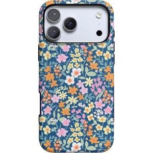 Casely iPhone 17 Pro Case | Twilight Flora | Moody Monochrome | Bold Protective Design | Compatible with MagSafe(Full Bloom | Navy Floral)