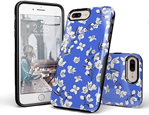 imageCasely iPhone 678 Plus Case Light Blue Skies Marble Clouds Bold Protective DesignBlue Cherry Blossom Floral