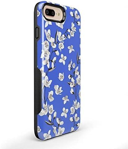 imageCasely iPhone 678 Plus Case Light Blue Skies Marble Clouds Bold Protective DesignBlue Cherry Blossom Floral