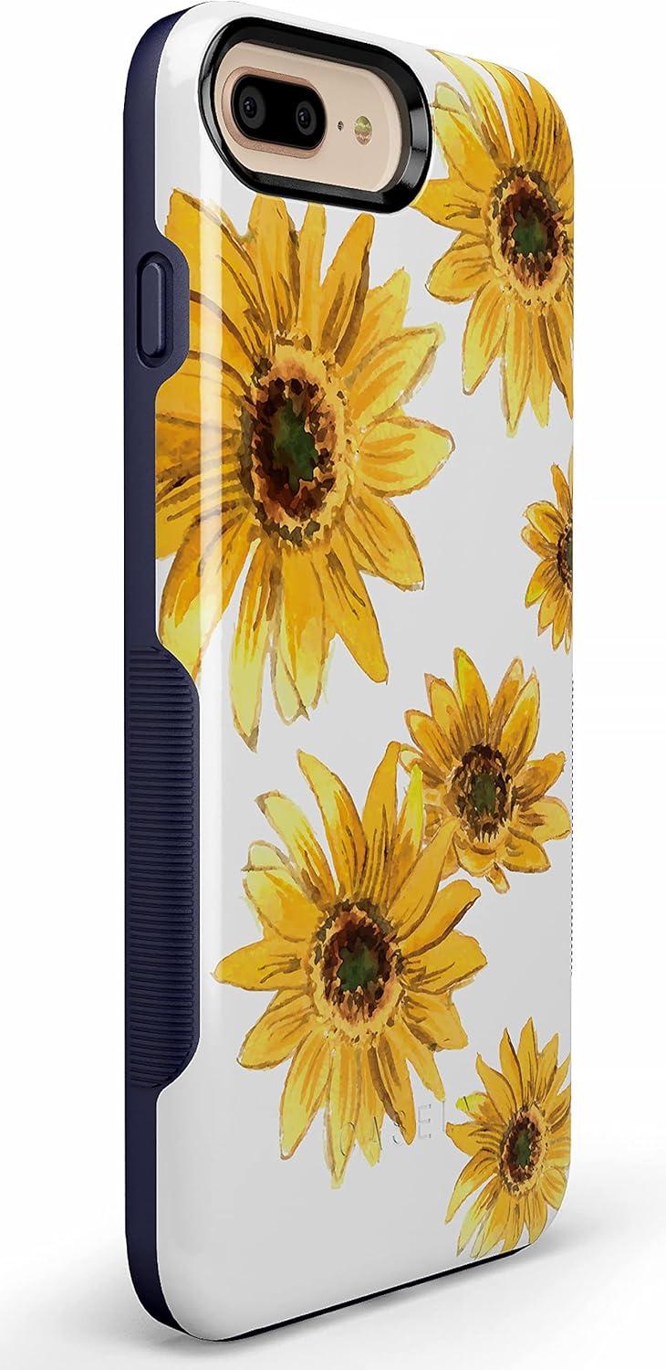 imageCasely iPhone 678 Plus Case Light Blue Skies Marble Clouds Bold Protective DesignBright Yellow Sunflowers Floral