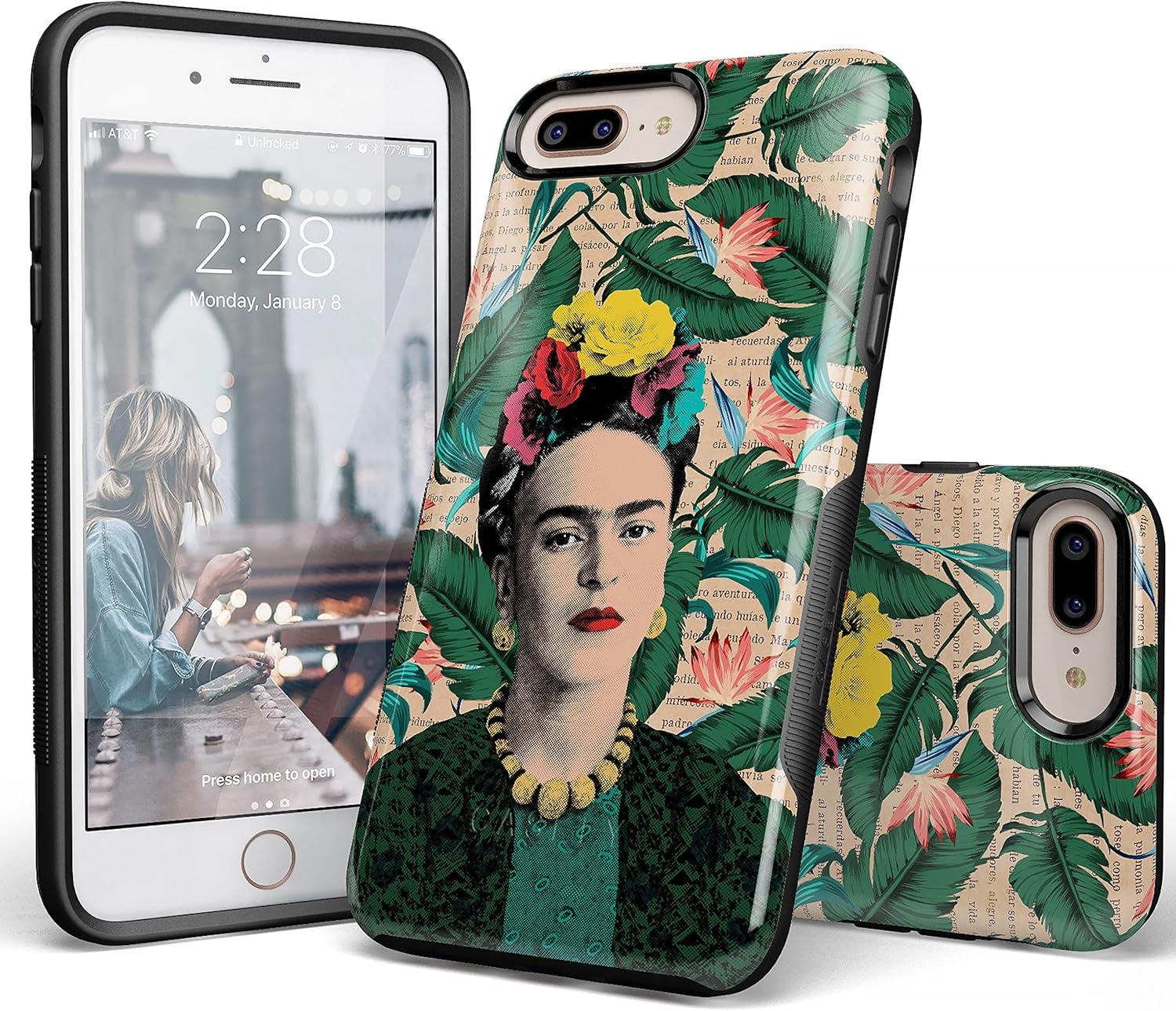 imageCasely iPhone 678 Plus Case Light Blue Skies Marble Clouds Bold Protective DesignFrida Kahlo Find Your Muse Portrait Floral