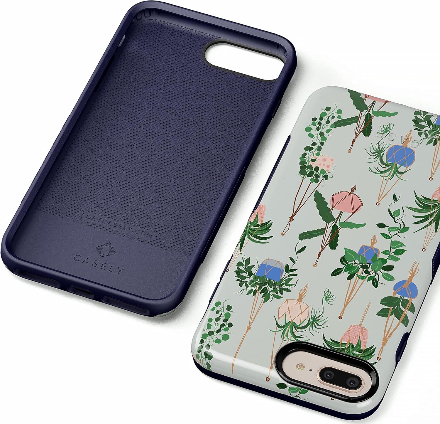 imageCasely iPhone 678 Plus Case Light Blue Skies Marble Clouds Bold Protective DesignHanging Around Potted Plants Floral