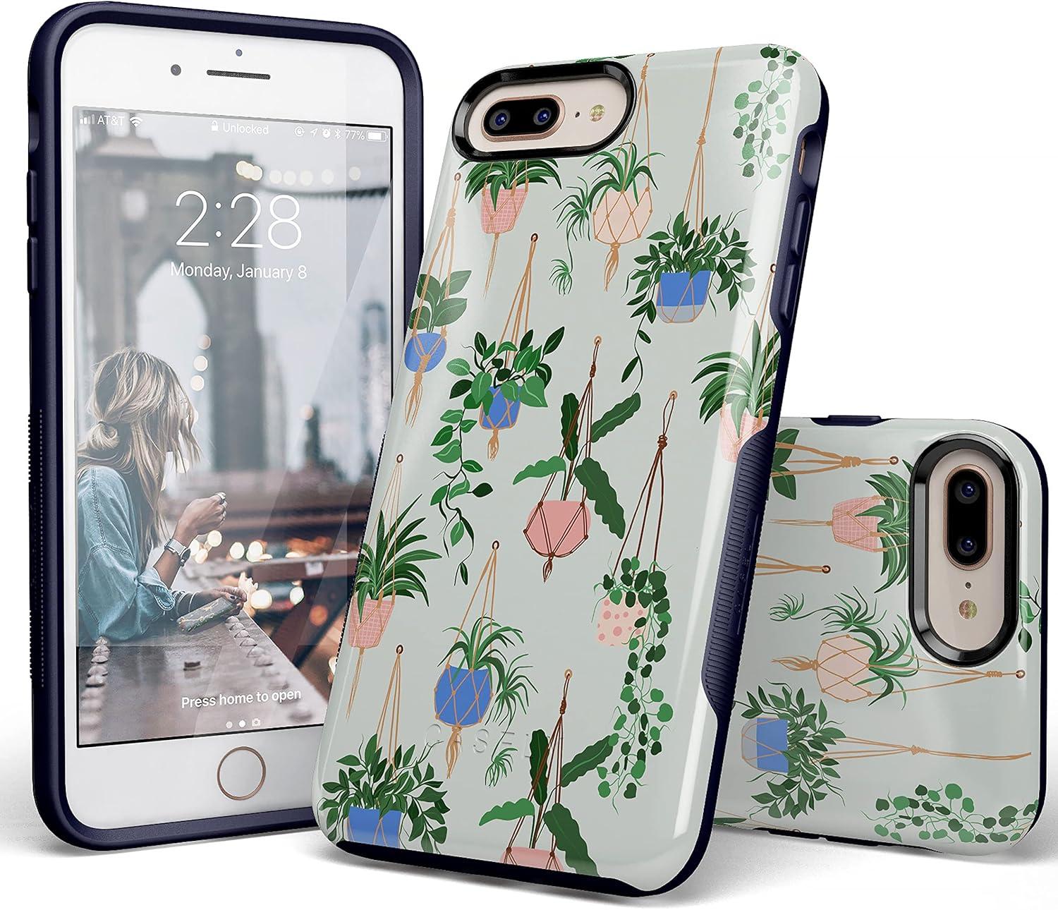 imageCasely iPhone 678 Plus Case Light Blue Skies Marble Clouds Bold Protective DesignHanging Around Potted Plants Floral