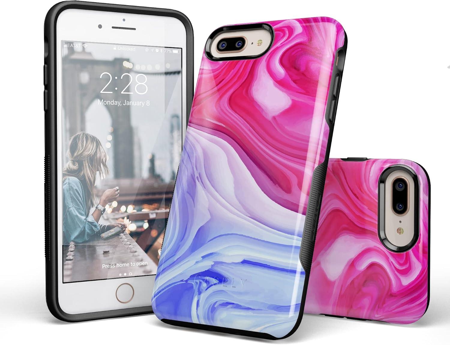 imageCasely iPhone 678 Plus Case Light Blue Skies Marble Clouds Bold Protective DesignLand Sea Marble Swirl