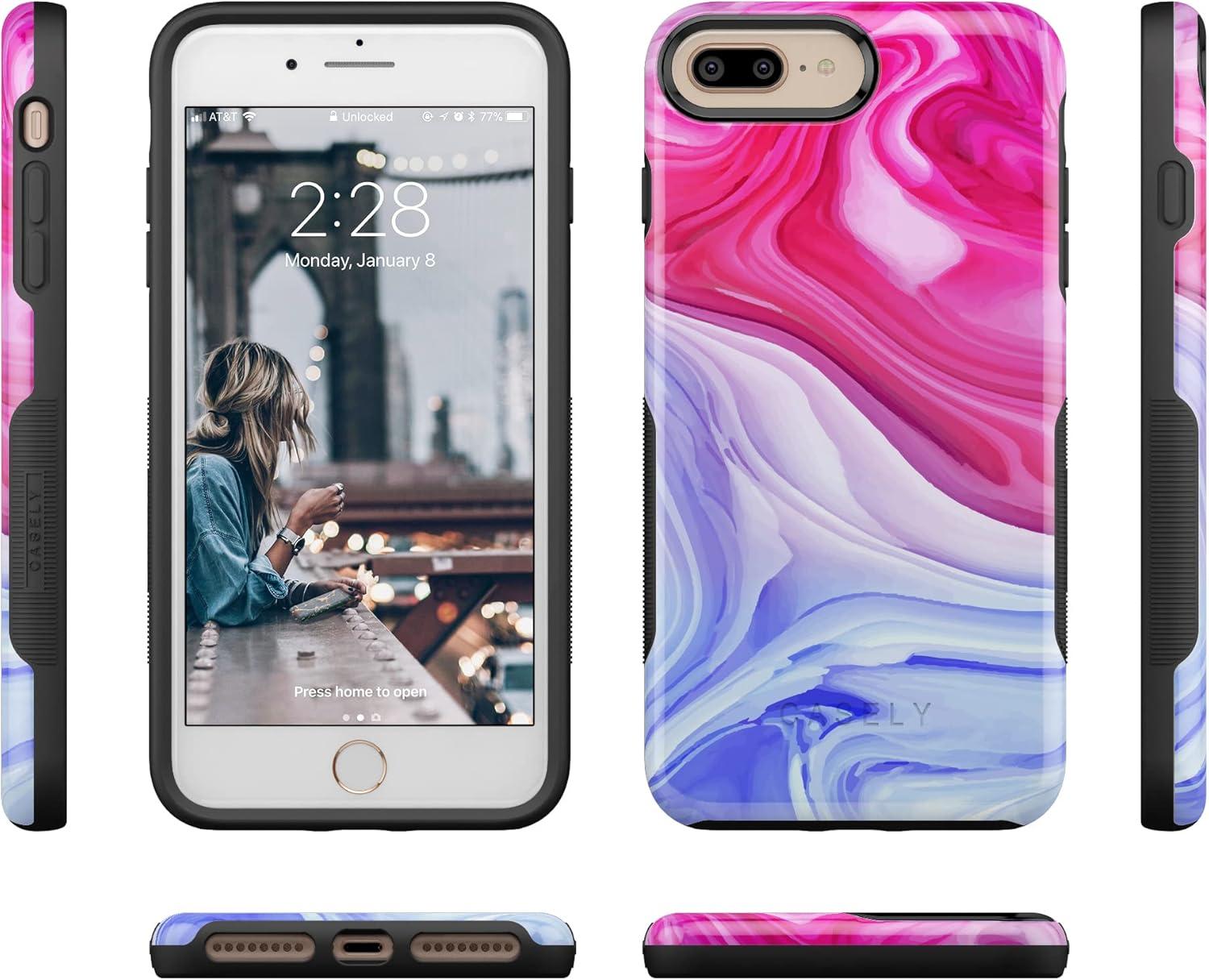 imageCasely iPhone 678 Plus Case Light Blue Skies Marble Clouds Bold Protective DesignLand Sea Marble Swirl