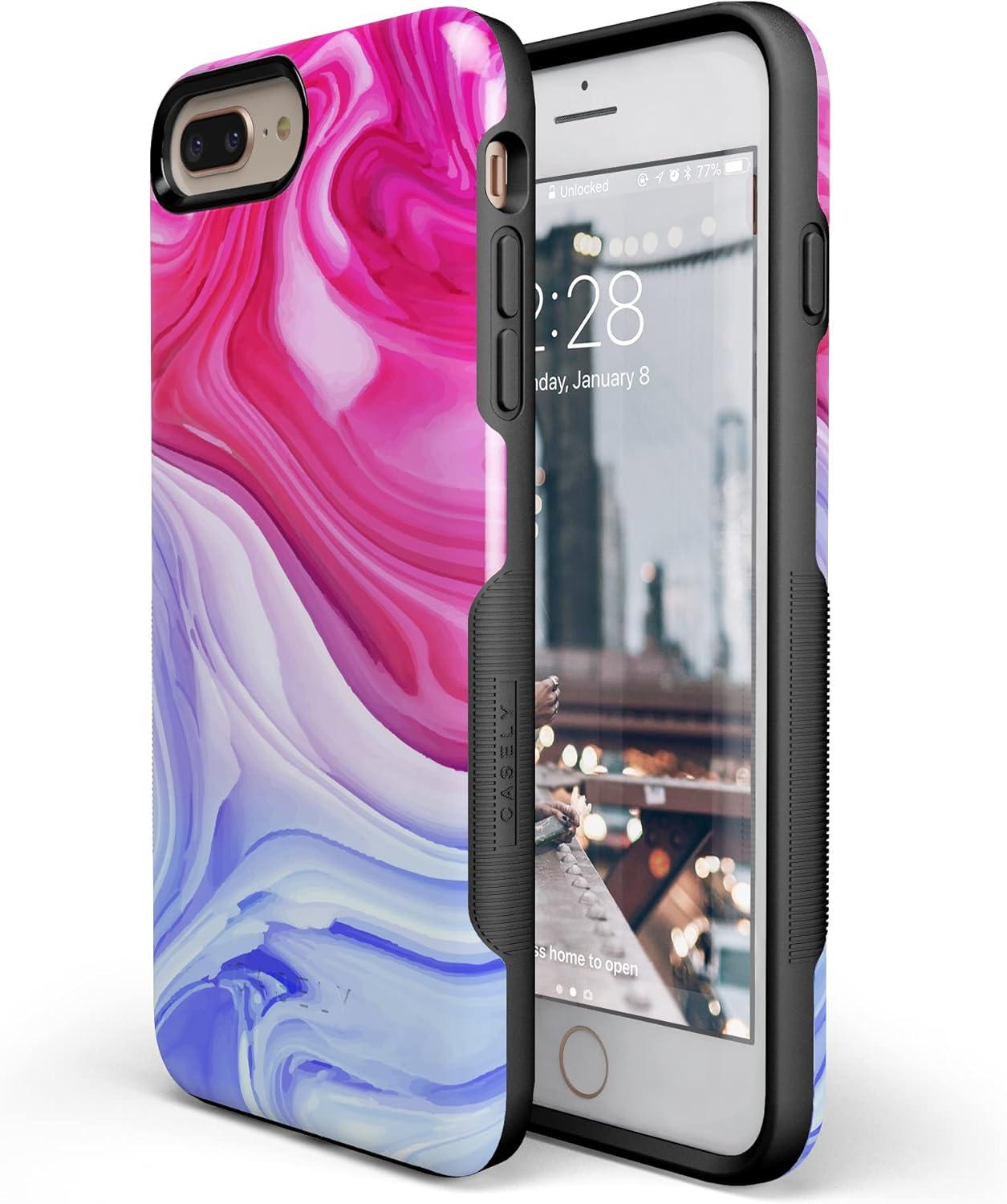 imageCasely iPhone 678 Plus Case Light Blue Skies Marble Clouds Bold Protective DesignLand Sea Marble Swirl