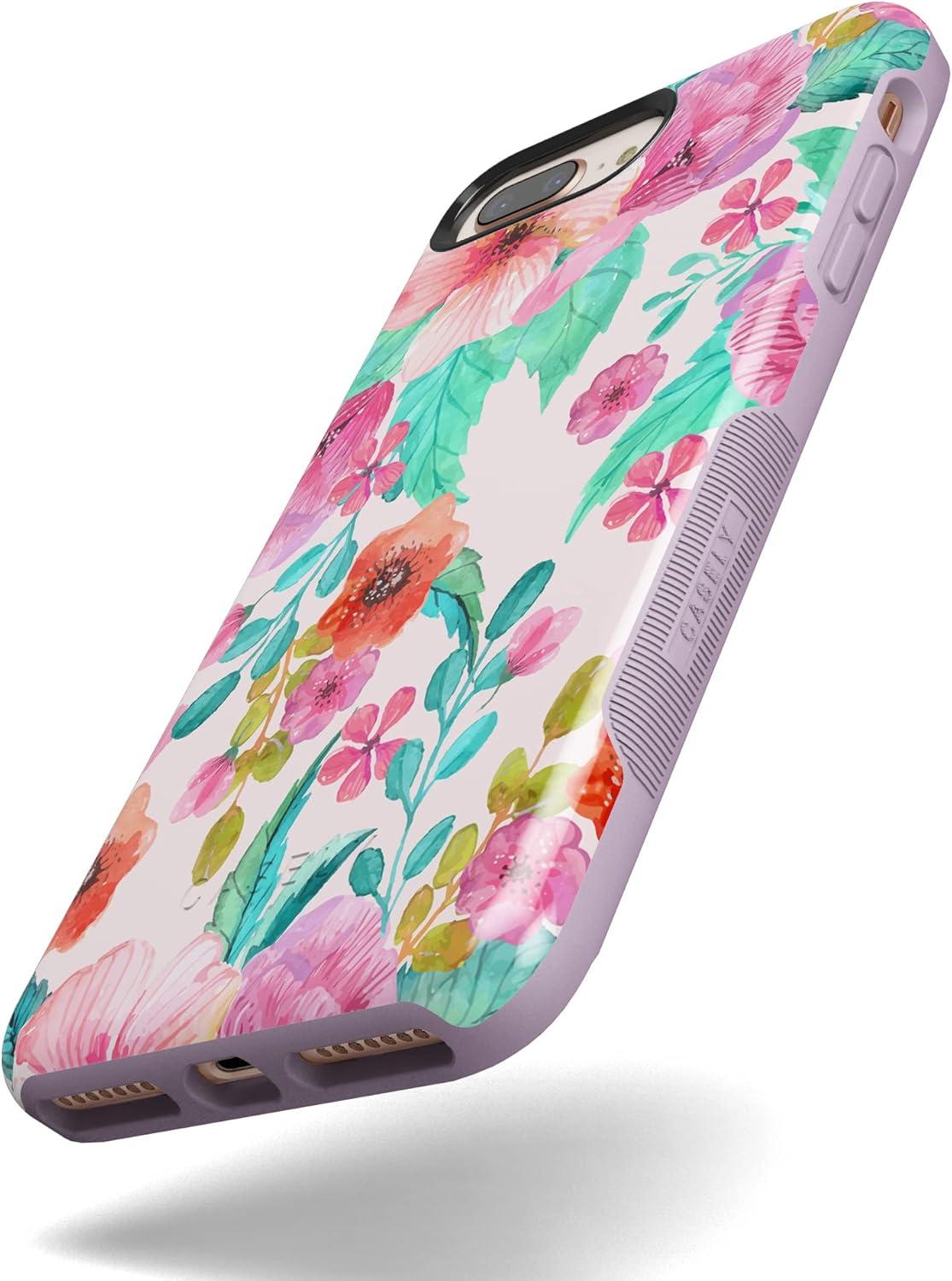 imageCasely iPhone 678 Plus Case Light Blue Skies Marble Clouds Bold Protective DesignOut And About Light Pink Floral