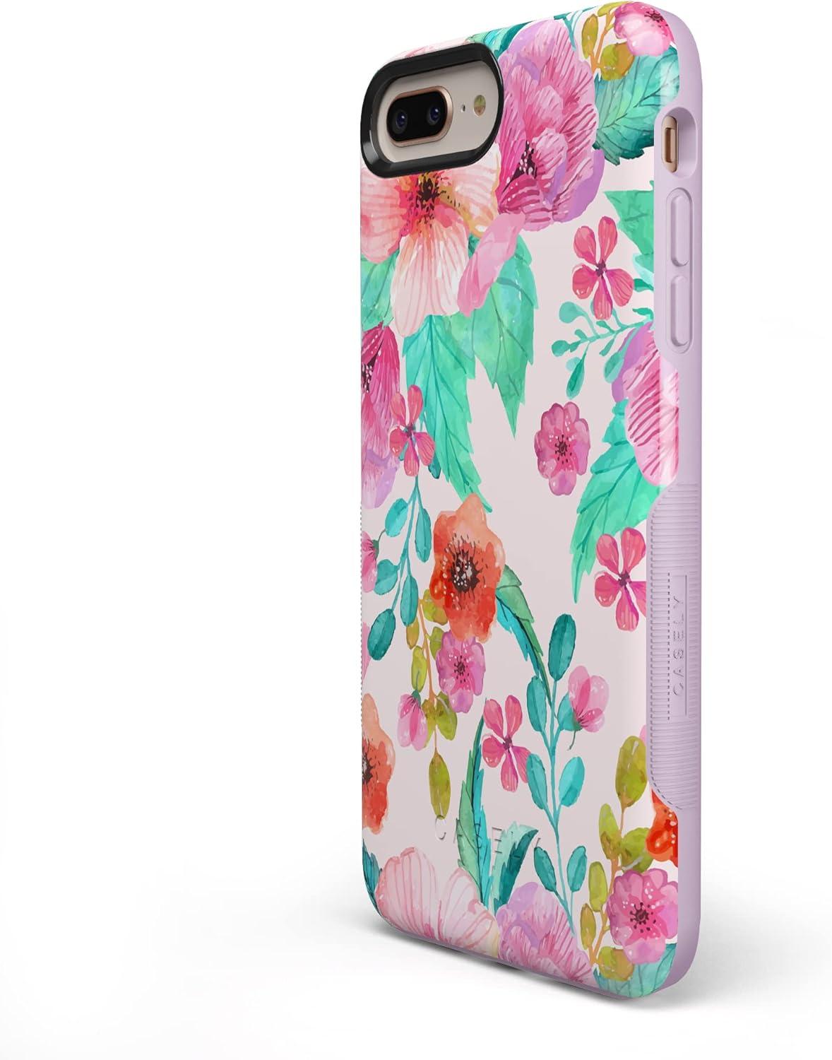 imageCasely iPhone 678 Plus Case Light Blue Skies Marble Clouds Bold Protective DesignOut And About Light Pink Floral