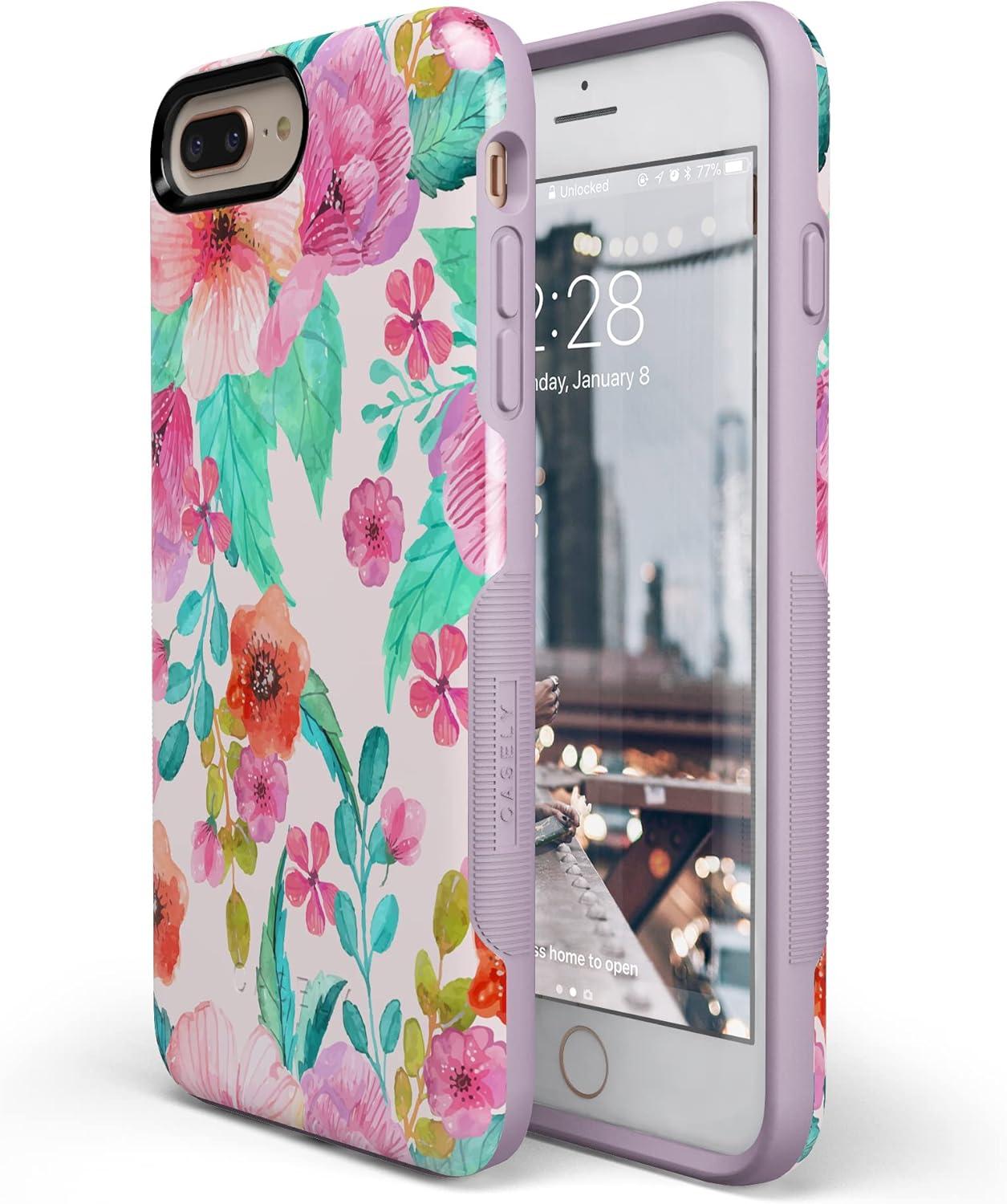 imageCasely iPhone 678 Plus Case Light Blue Skies Marble Clouds Bold Protective DesignOut And About Light Pink Floral
