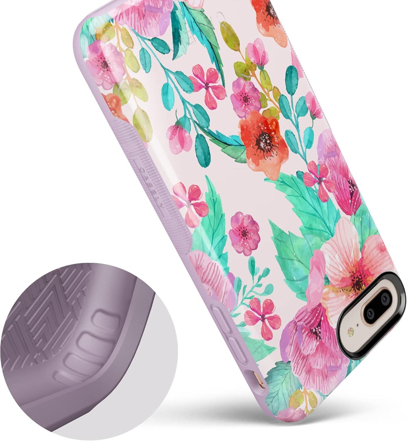 imageCasely iPhone 678 Plus Case Light Blue Skies Marble Clouds Bold Protective DesignOut And About Light Pink Floral