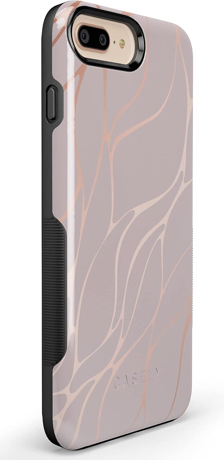 imageCasely iPhone 678 Plus Case Light Blue Skies Marble Clouds Bold Protective DesignPink and Gold Metallic Waves