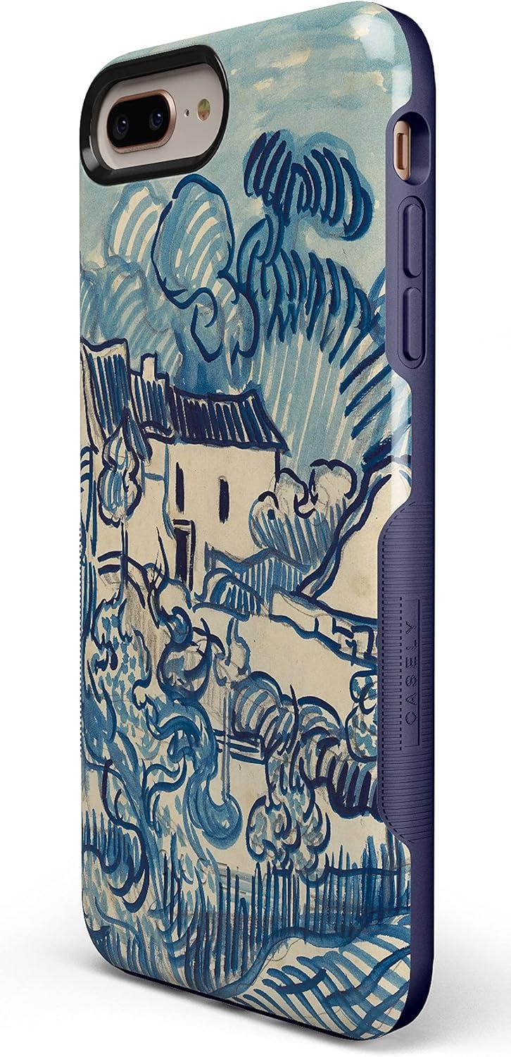 imageCasely iPhone 678 Plus Case Light Blue Skies Marble Clouds Bold Protective DesignVan Gogh Landscape With Houses