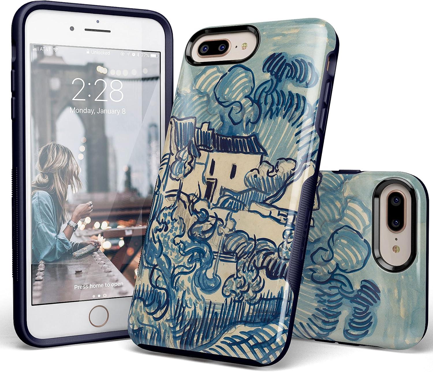 imageCasely iPhone 678 Plus Case Light Blue Skies Marble Clouds Bold Protective DesignVan Gogh Landscape With Houses