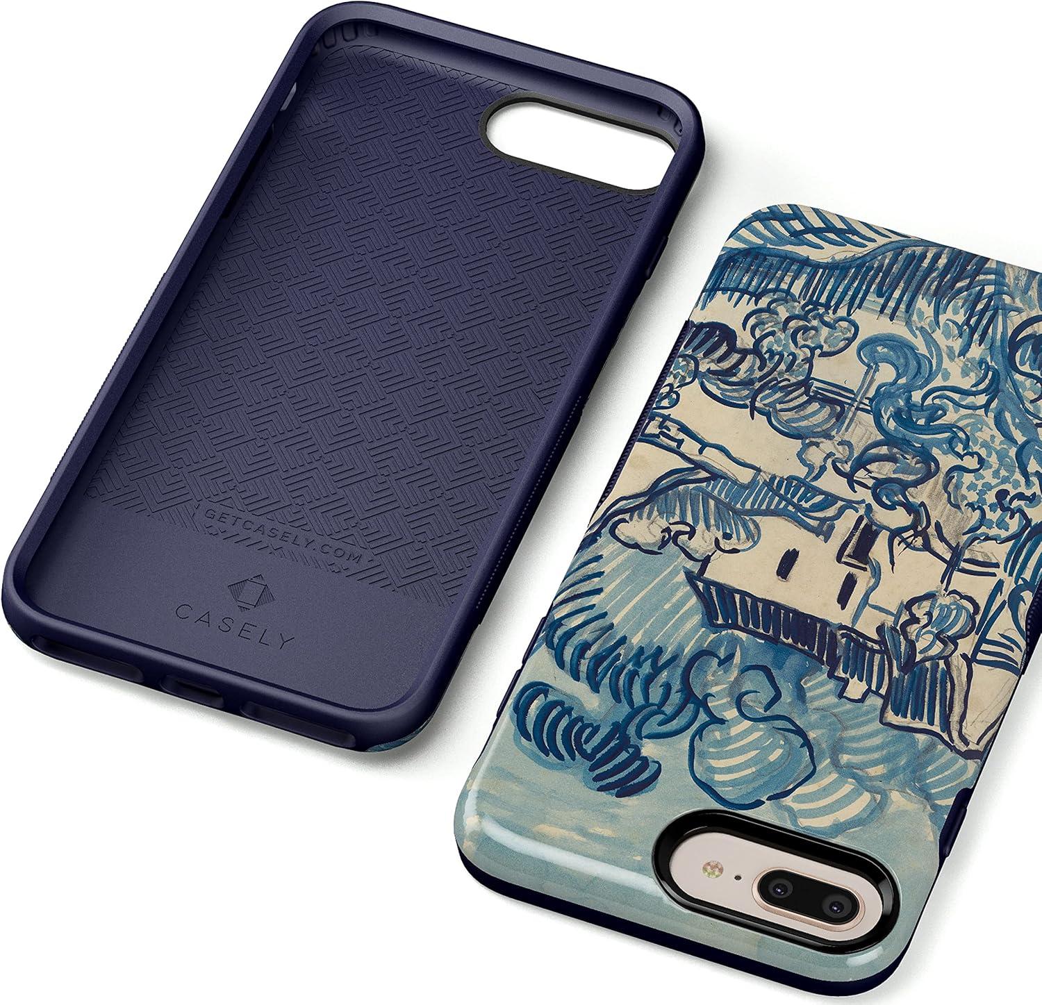 imageCasely iPhone 678 Plus Case Light Blue Skies Marble Clouds Bold Protective DesignVan Gogh Landscape With Houses