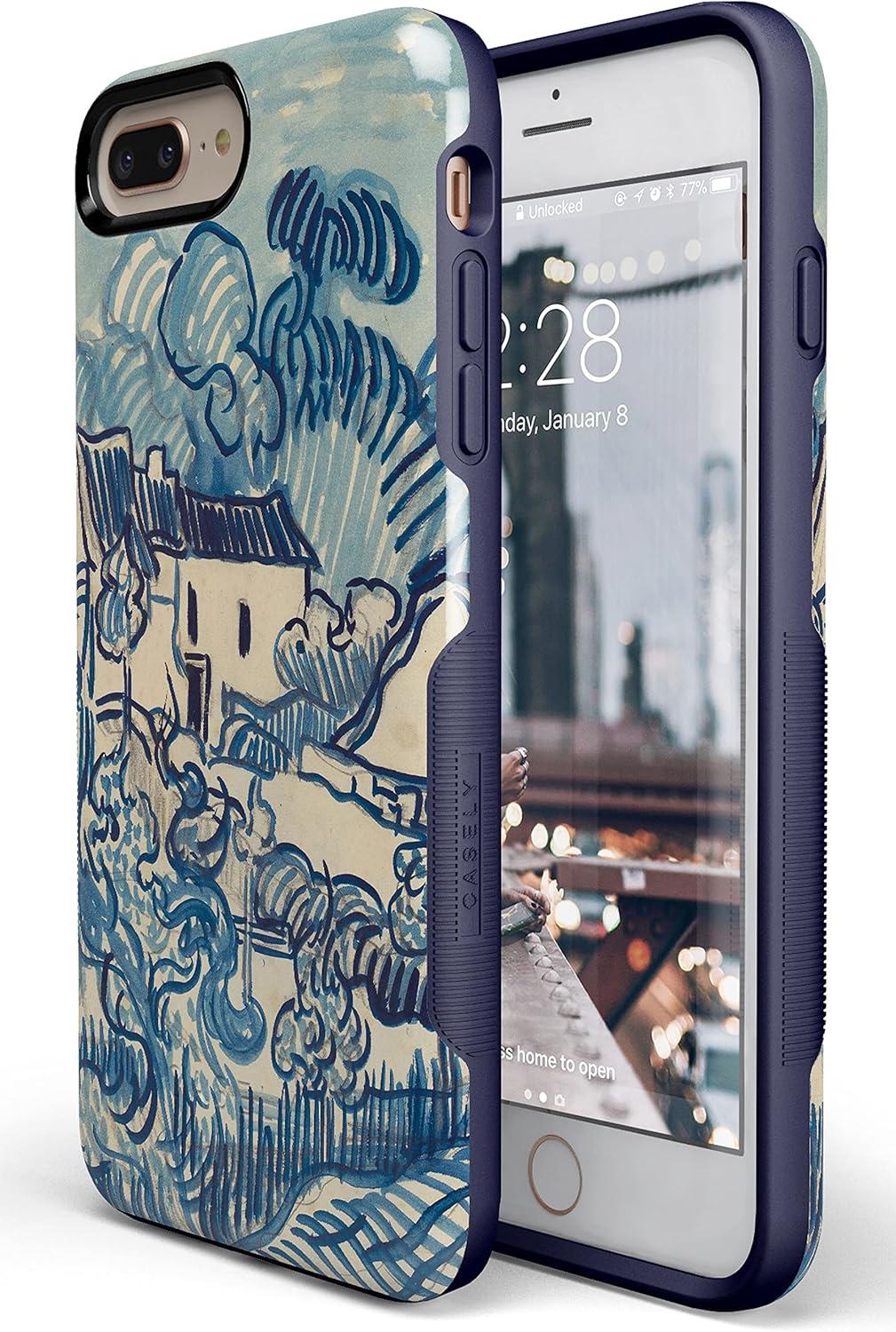 imageCasely iPhone 678 Plus Case Light Blue Skies Marble Clouds Bold Protective DesignVan Gogh Landscape With Houses