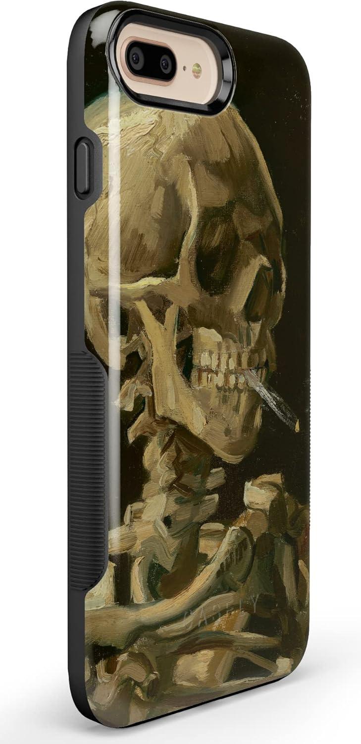 imageCasely iPhone 678 Plus Case Light Blue Skies Marble Clouds Bold Protective DesignVan Gogh Skull of a Skeleton with Burning Cig